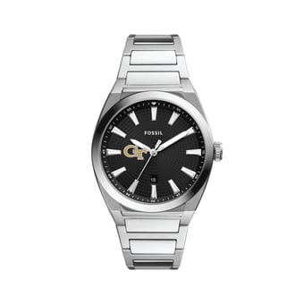Men's Fossil  Black Georgia Tech Yellow Jackets Everett Stainless Steel Watch