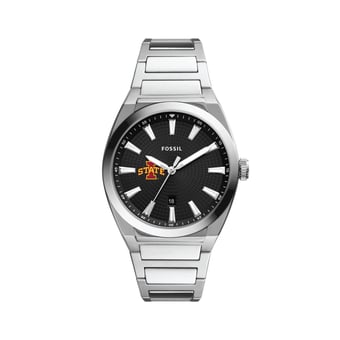 Men's Fossil  Black Iowa State Cyclones Everett Stainless Steel Watch