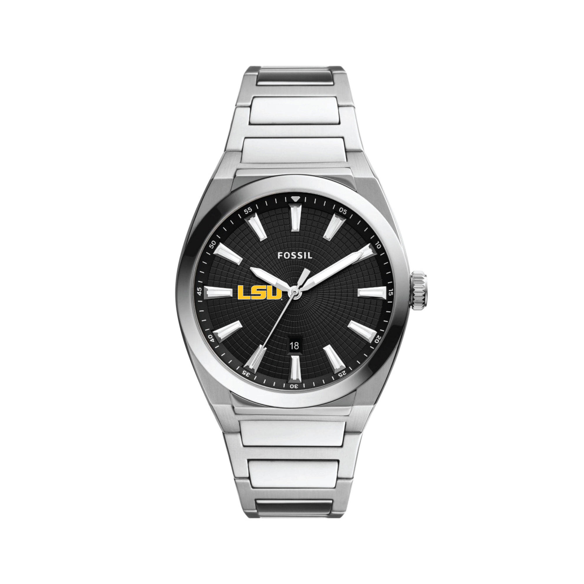 Men's Fossil  Black LSU Tigers Everett Stainless Steel Watch