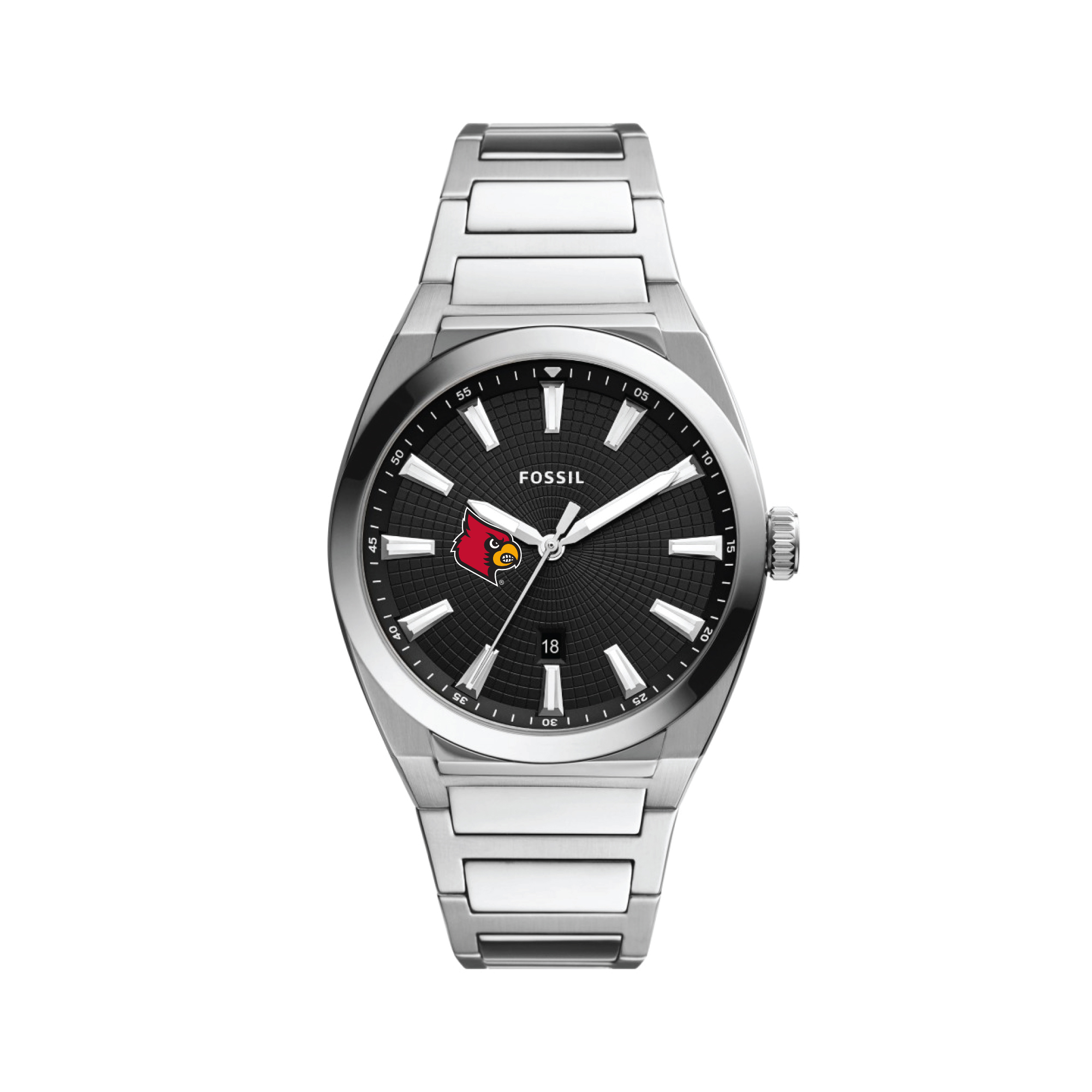 Men's Fossil  Black Louisville Cardinals Everett Stainless Steel Watch