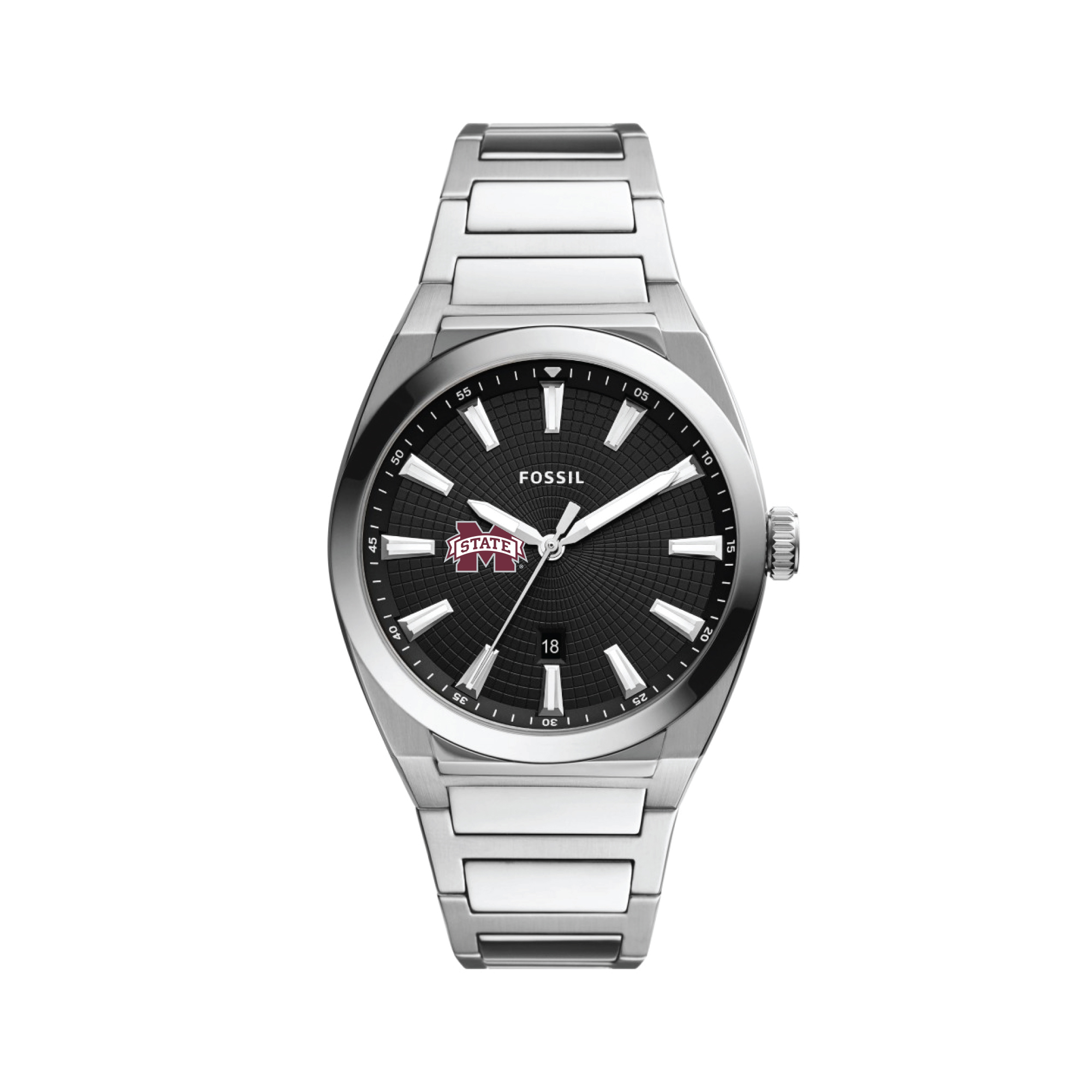 Men's Fossil  Black Mississippi State Bulldogs Everett Stainless Steel Watch