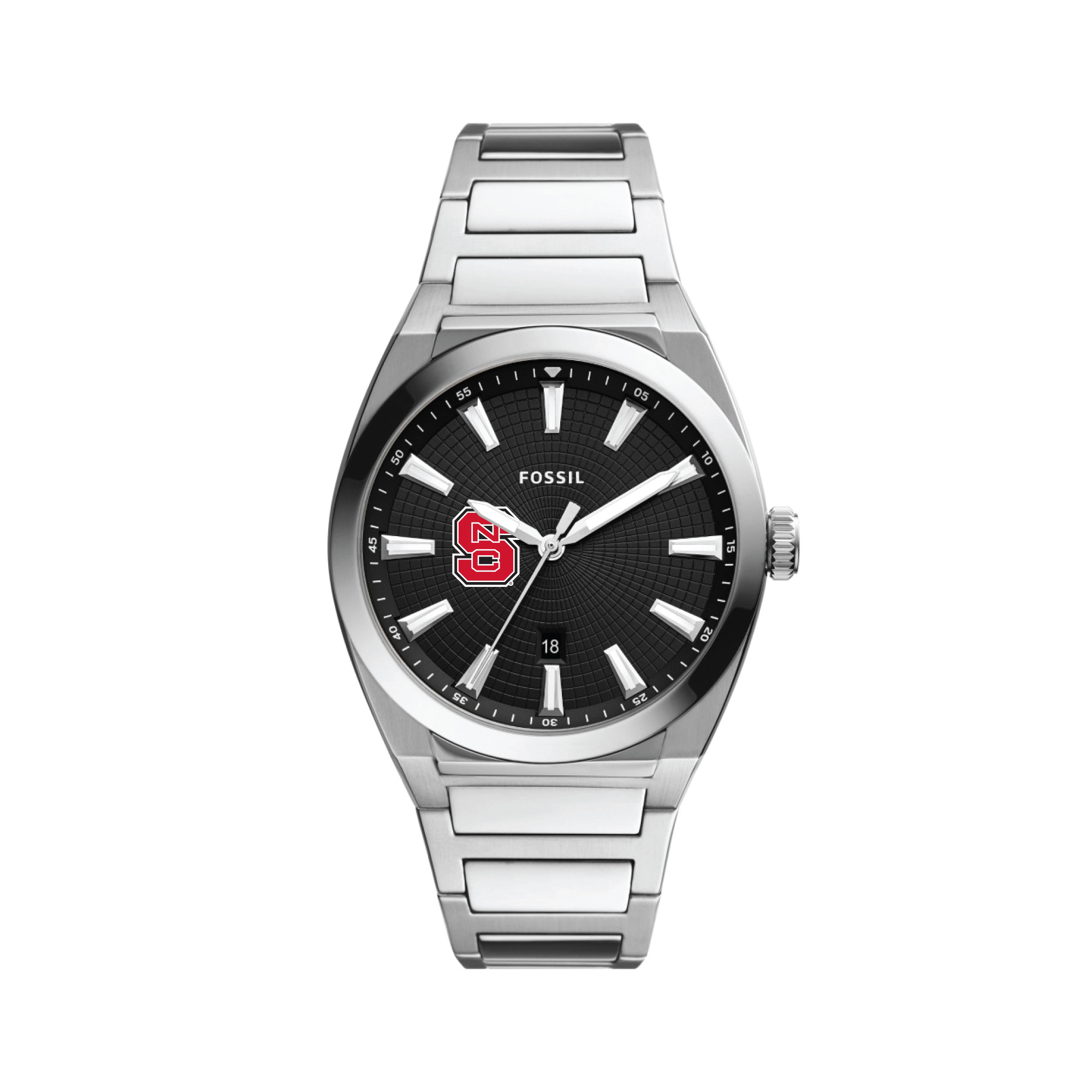 Men's Fossil  Black NC State Wolfpack Everett Stainless Steel Watch
