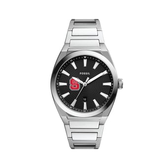 Men's Fossil  Black NC State Wolfpack Everett Stainless Steel Watch