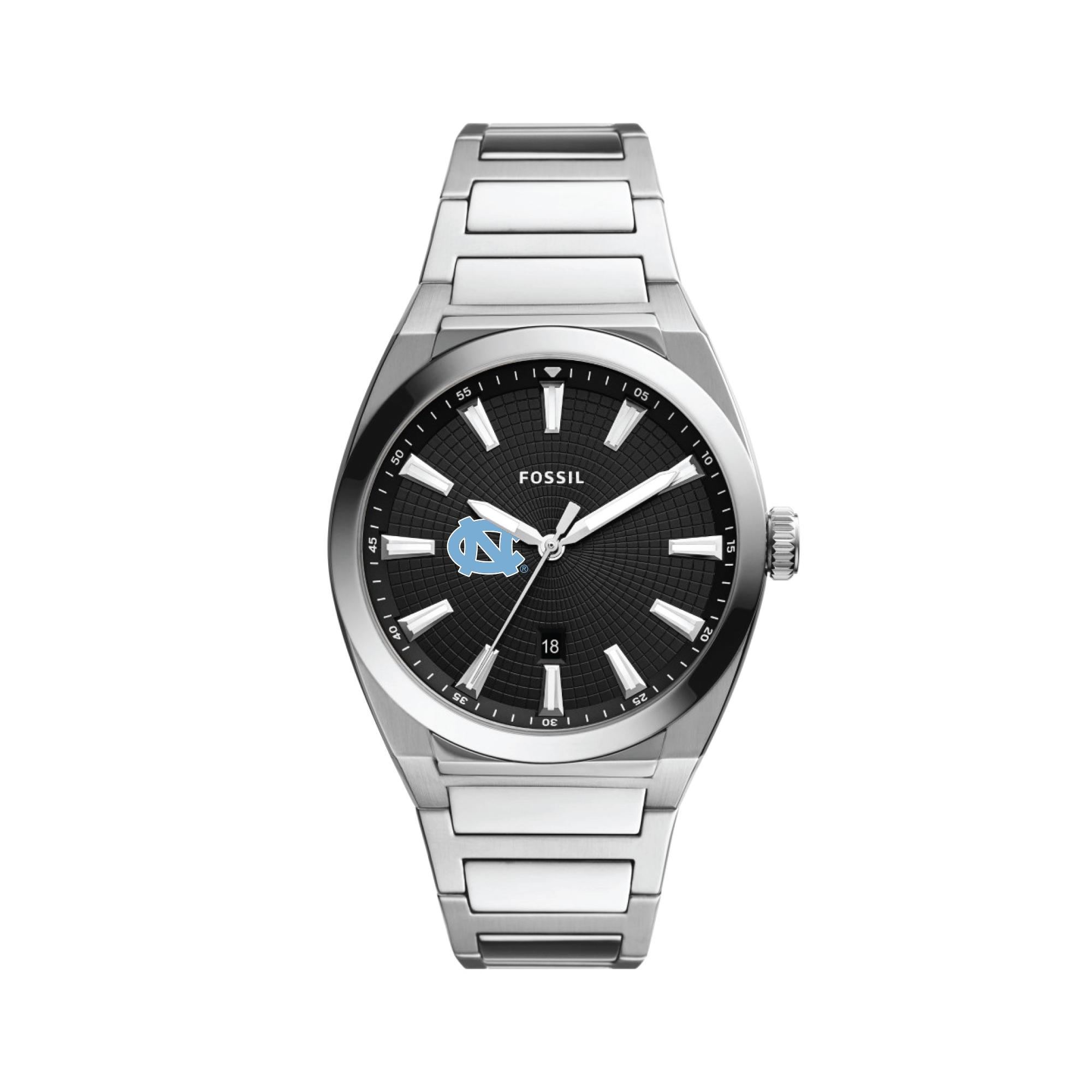 Men's Fossil  Black North Carolina Tar Heels Everett Stainless Steel Watch