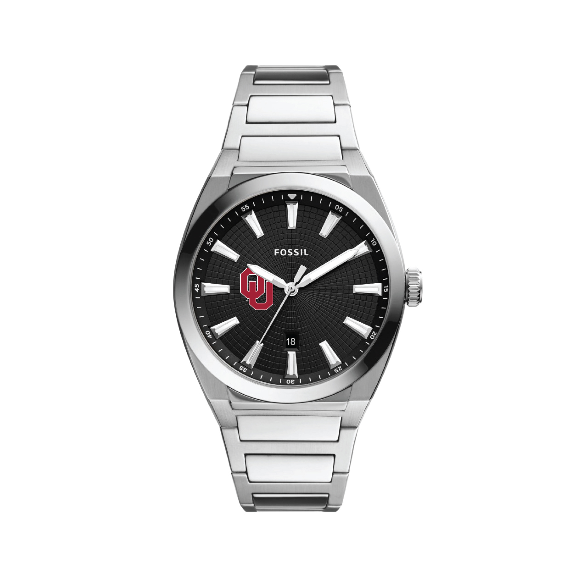 Men's Fossil  Black Oklahoma Sooners Everett Stainless Steel Watch