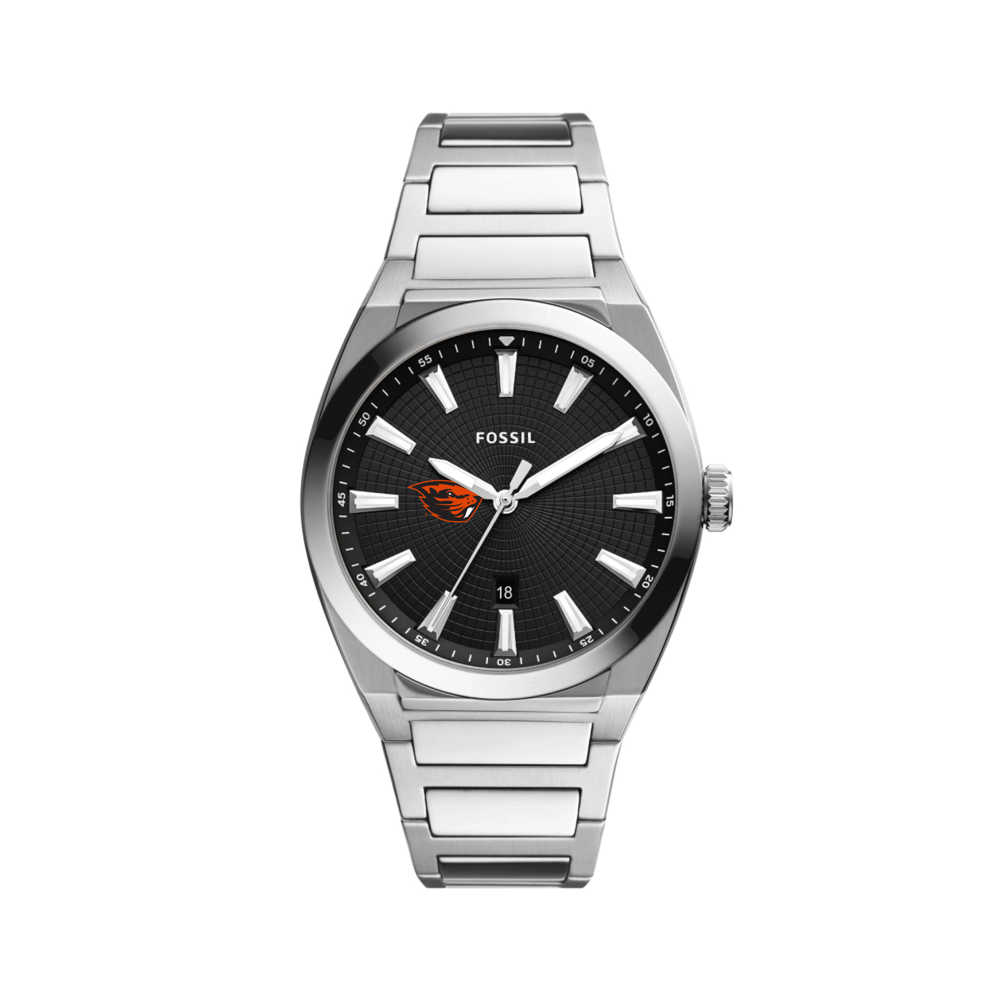 Men's Fossil  Black Oregon State Beavers Everett Stainless Steel Watch