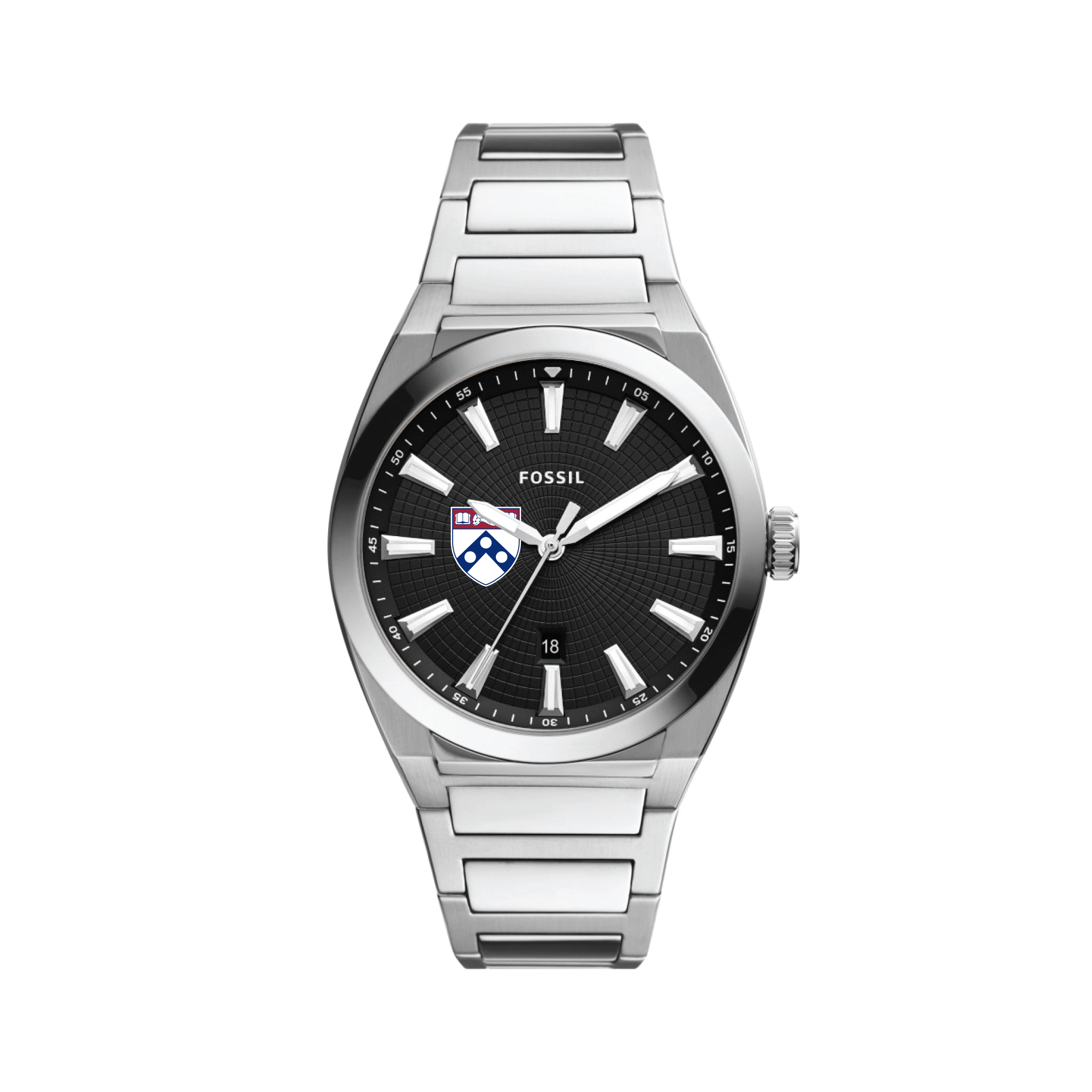Men's Fossil  Black Pennsylvania Quakers Everett Stainless Steel Watch