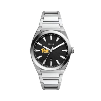 Men's Fossil  Black Pitt Panthers Everett Stainless Steel Watch