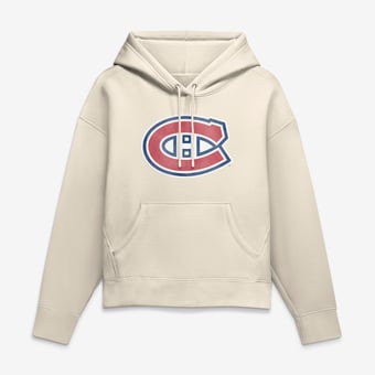 Women's Fanatics Cream Montreal Canadiens Distressed Logo Hoodie
