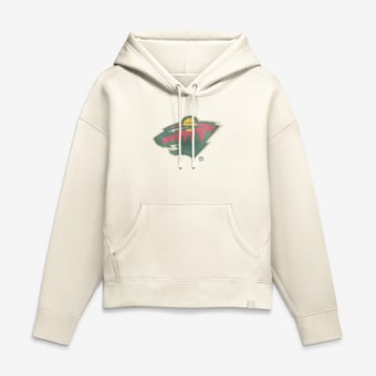 Women's Fanatics Cream Minnesota Wild Distressed Logo Hoodie
