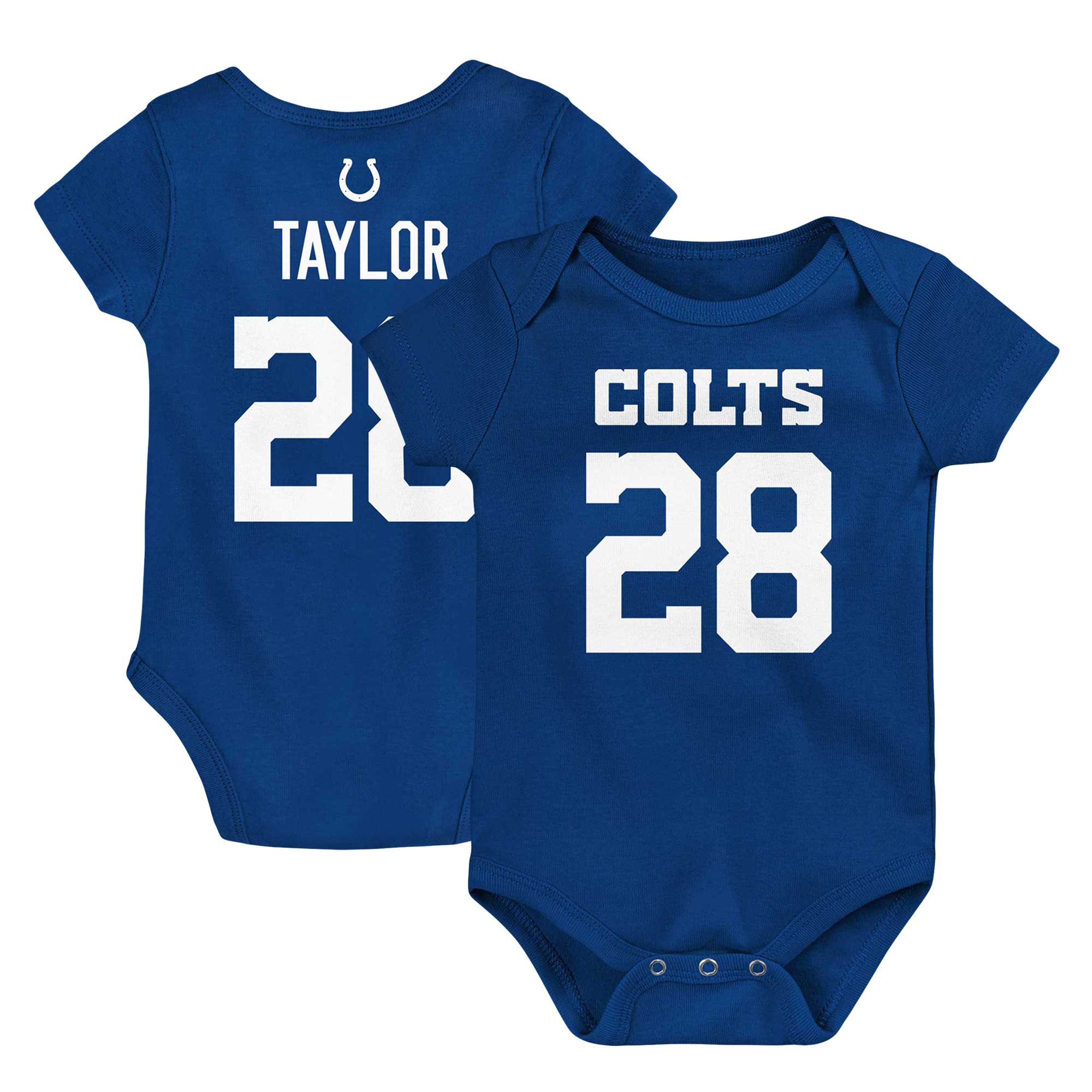 Newborn & Infant Jonathan Taylor Royal Indianapolis Colts Mainliner Player Name & Number Bodysuit