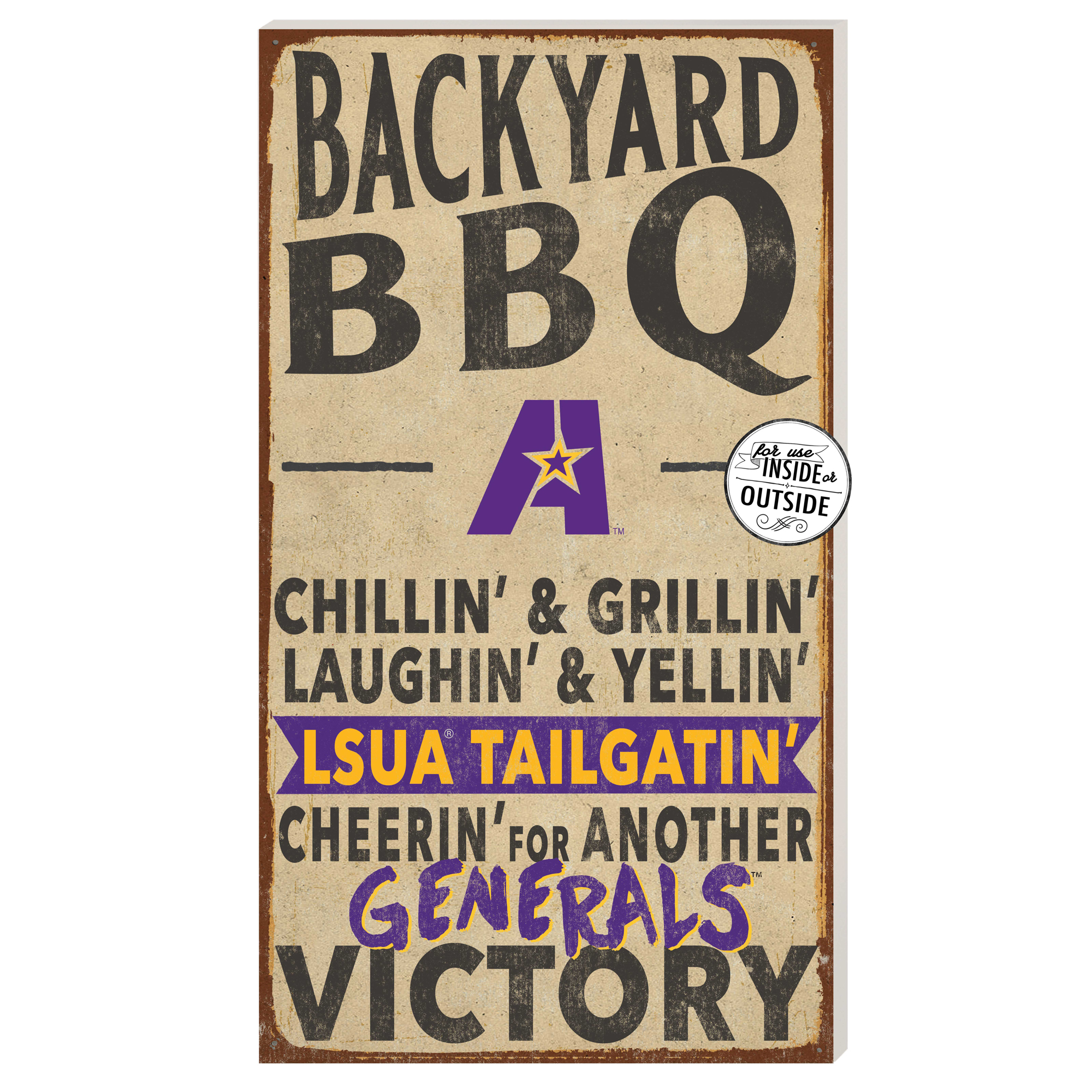 LSUA Generals 11" x 20" Indoor/Outdoor BBQ Sign