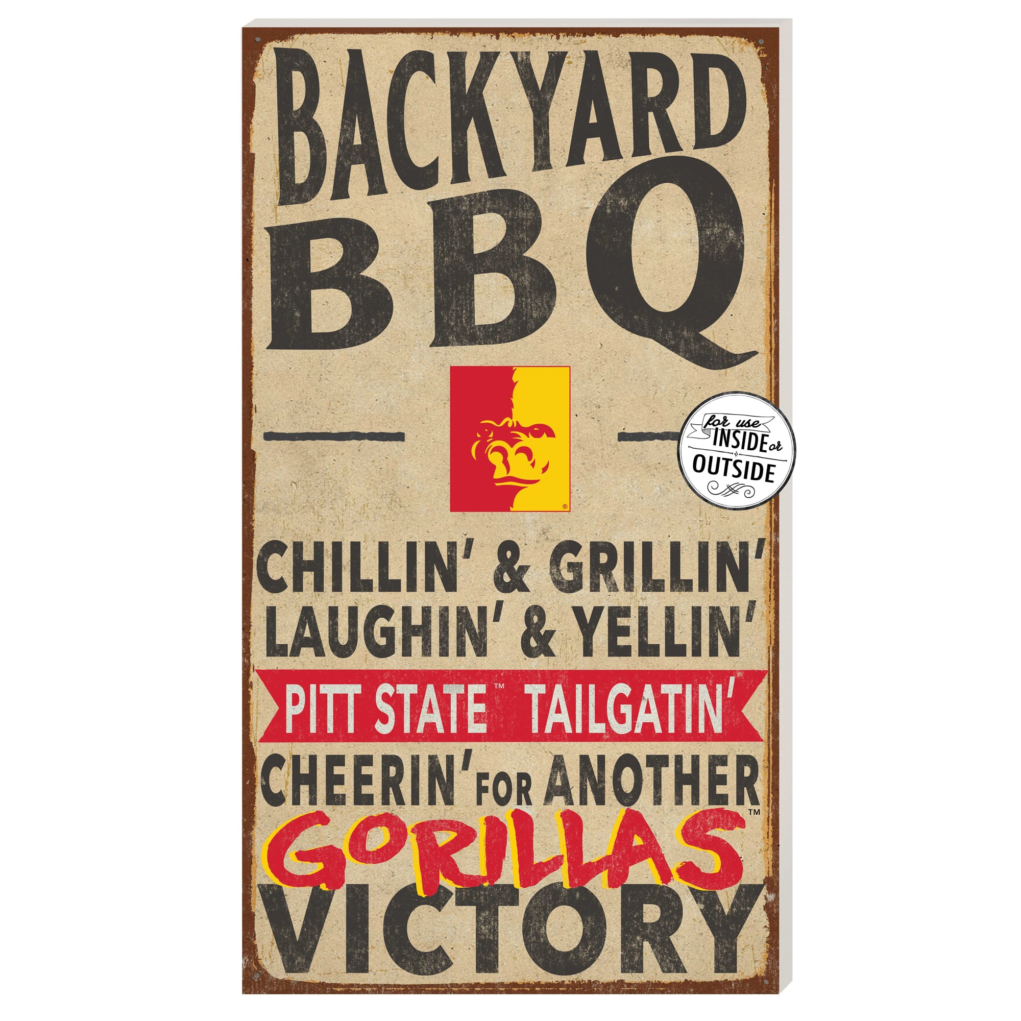 Pittsburg State Gorillas 11" x 20" Indoor/Outdoor BBQ Sign