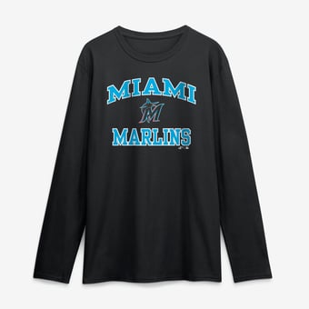 Men's Logo Athletic Black Miami Marlins Heart & Soul Long Sleeve T-Shirt