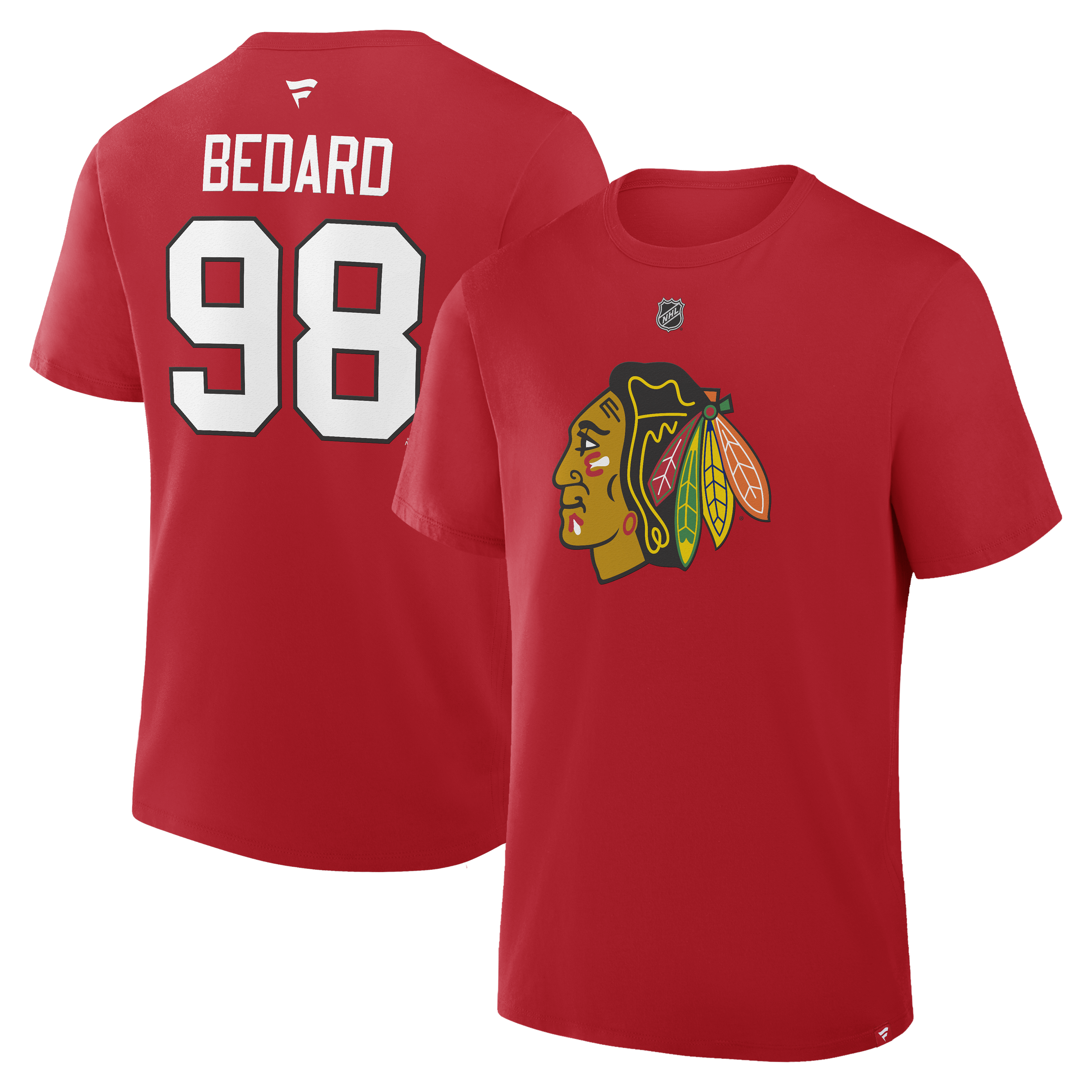Men’s Fanatics Connor Bedard Red Chicago Blackhawks Authentic Stack Name & Number T-Shirt Men’s Fanatics Connor Bedard Red Chicago Blackhawks Authentic Stack Name & Number T-Shirt