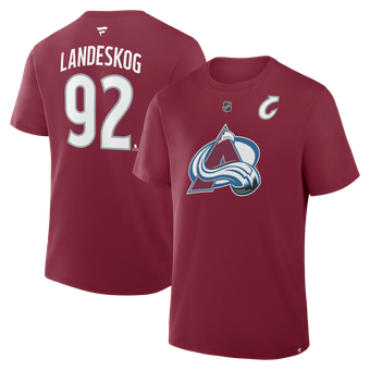 Men's Fanatics Gabriel Landeskog Burgundy Colorado Avalanche Authentic Stack Name & Number T-Shirt