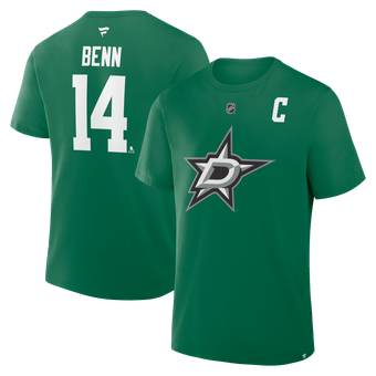 Men's Fanatics Jamie Benn Green Dallas Stars Authentic Stack Name & Number T-Shirt