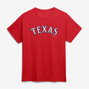 Men's Logo Athletic Red Texas Rangers Wordmark T-Shirt