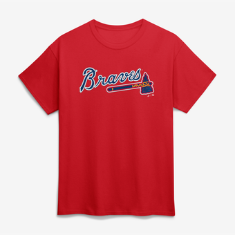 Men's Logo Athletic Red Atlanta Braves Wordmark T-Shirt