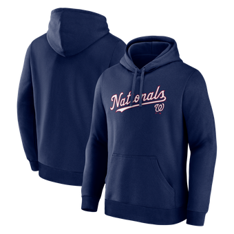 Men's Logo Athletic Navy Washington Nationals Wordmark Hoodie