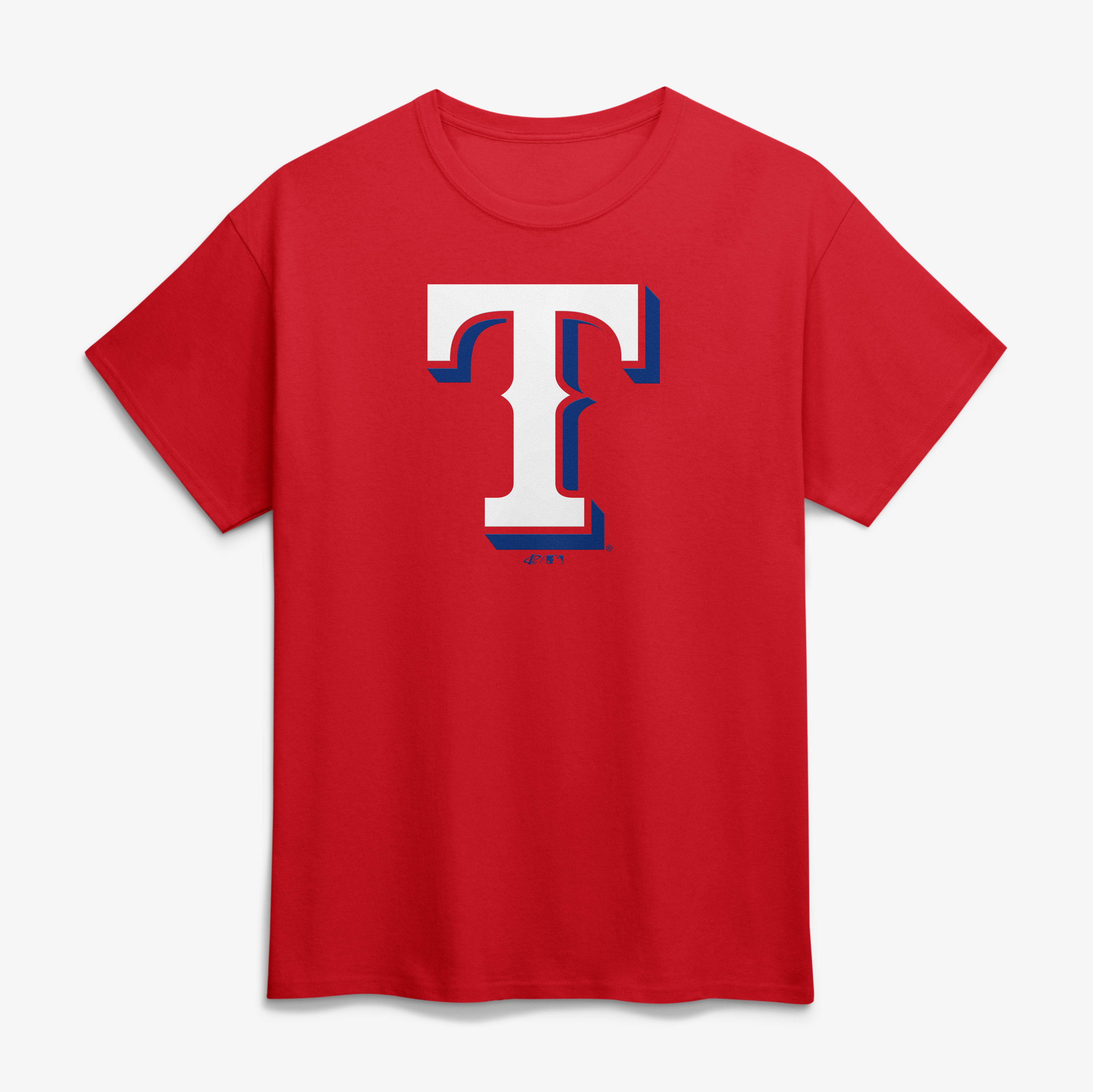 Men's Logo Athletic Red Texas Rangers Official Logo T-Shirt