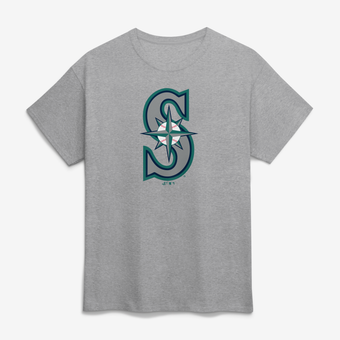 Men's Logo Athletic Heather Gray Seattle Mariners Official Logo T-Shirt