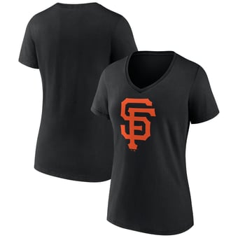Women's Logo Athletic  Black San Francisco Giants Official Logo Athletic V-Neck T-Shirt