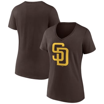 Women's Logo Athletic  Brown San Diego Padres Official Logo Athletic V-Neck T-Shirt