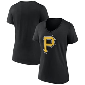 Women's Logo Athletic  Black Pittsburgh Pirates Official Logo Athletic V-Neck T-Shirt