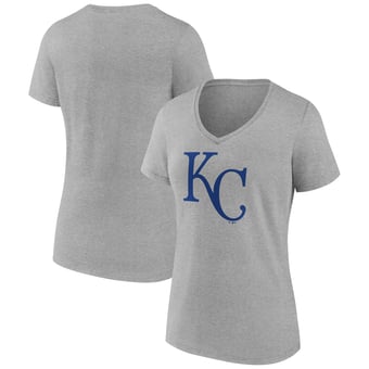 Women's Logo Athletic  Gray Kansas City Royals Official Logo Athletic V-Neck T-Shirt
