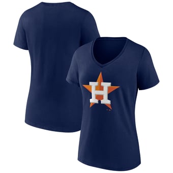 Women's Logo Athletic  Navy Houston Astros Official Logo Athletic V-Neck T-Shirt