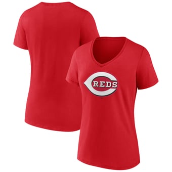 Women's Logo Athletic  Red Cincinnati Reds Official Logo Athletic V-Neck T-Shirt