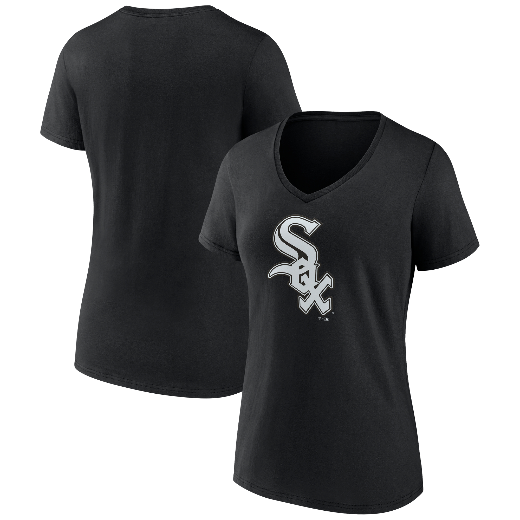 Women's Logo Athletic  Black Chicago White Sox Official Logo Athletic V-Neck T-Shirt
