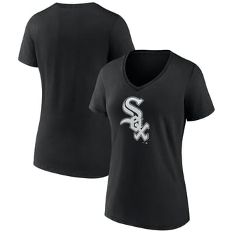 Women's Logo Athletic  Black Chicago White Sox Official Logo Athletic V-Neck T-Shirt