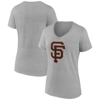 Women's Logo Athletic  Gray San Francisco Giants Official Logo Athletic V-Neck T-Shirt