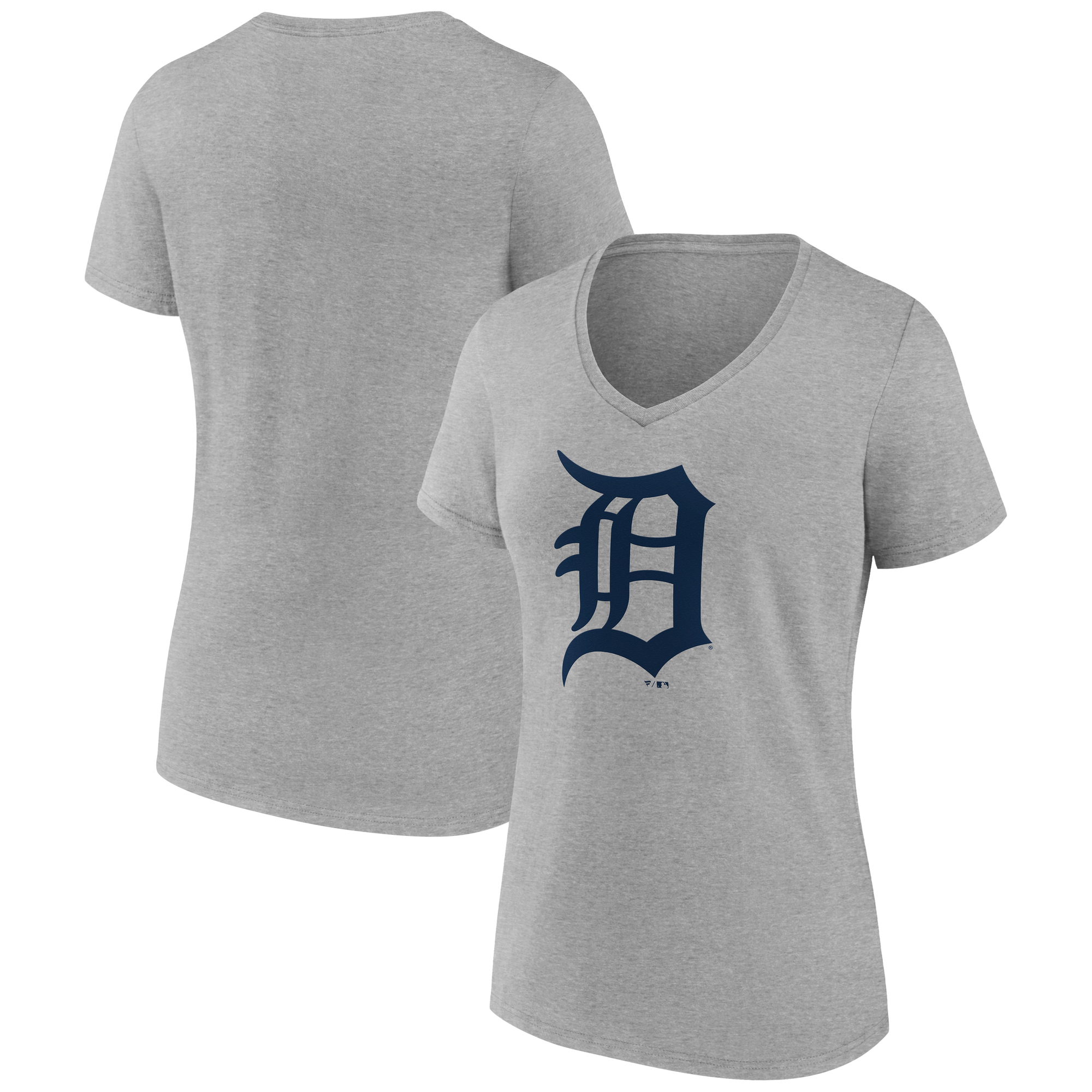 Women's Logo Athletic  Gray Detroit Tigers Official Logo Athletic V-Neck T-Shirt