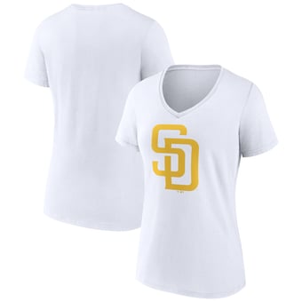 Women's Logo Athletic  White San Diego Padres Official Logo Athletic V-Neck T-Shirt