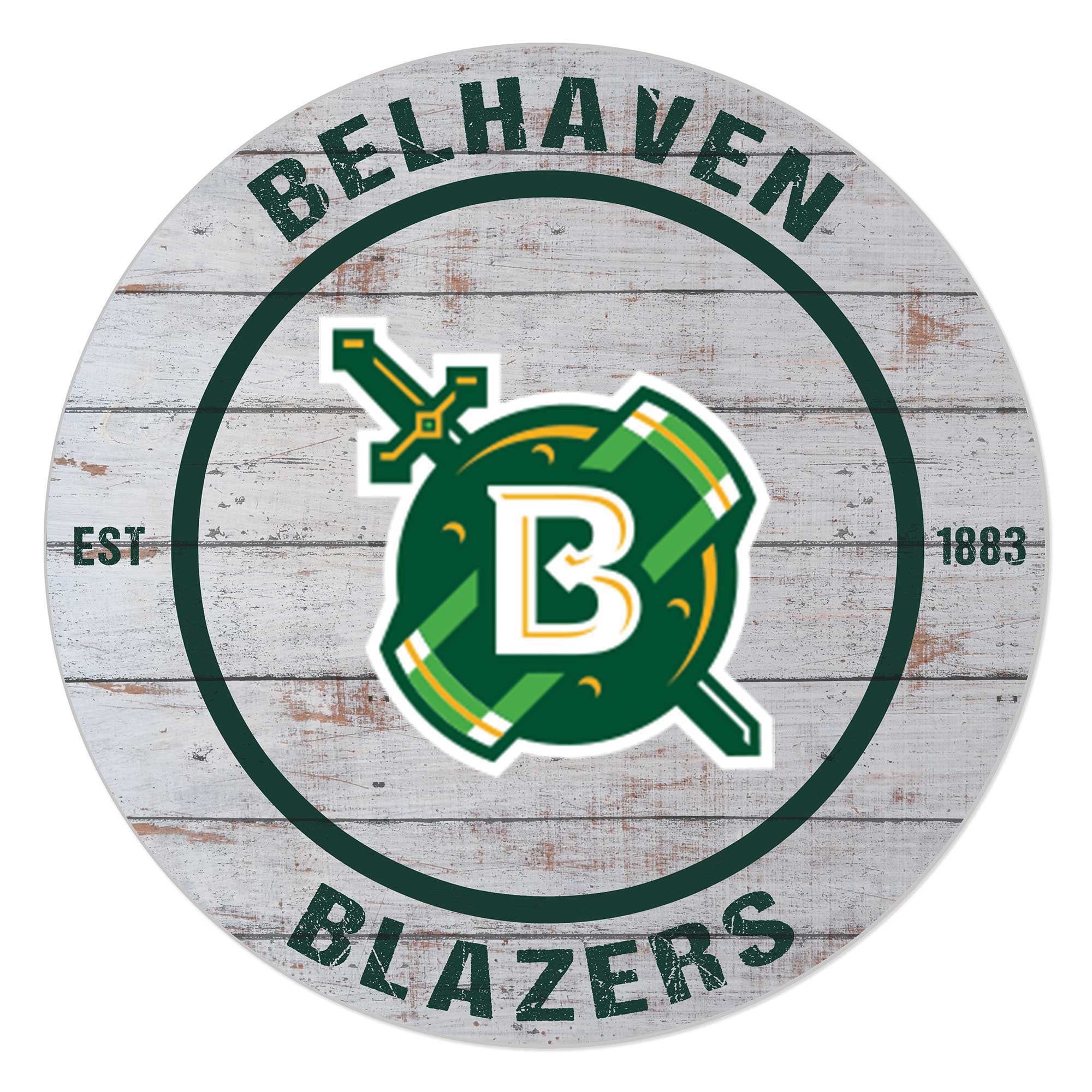Belhaven Blazers 20'' x 20'' Indoor/Outdoor Weathered Circle Sign