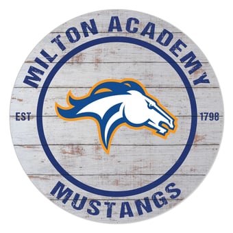 Milton Academy Mustangs 20'' x 20'' Indoor/Outdoor Weathered Circle Sign
