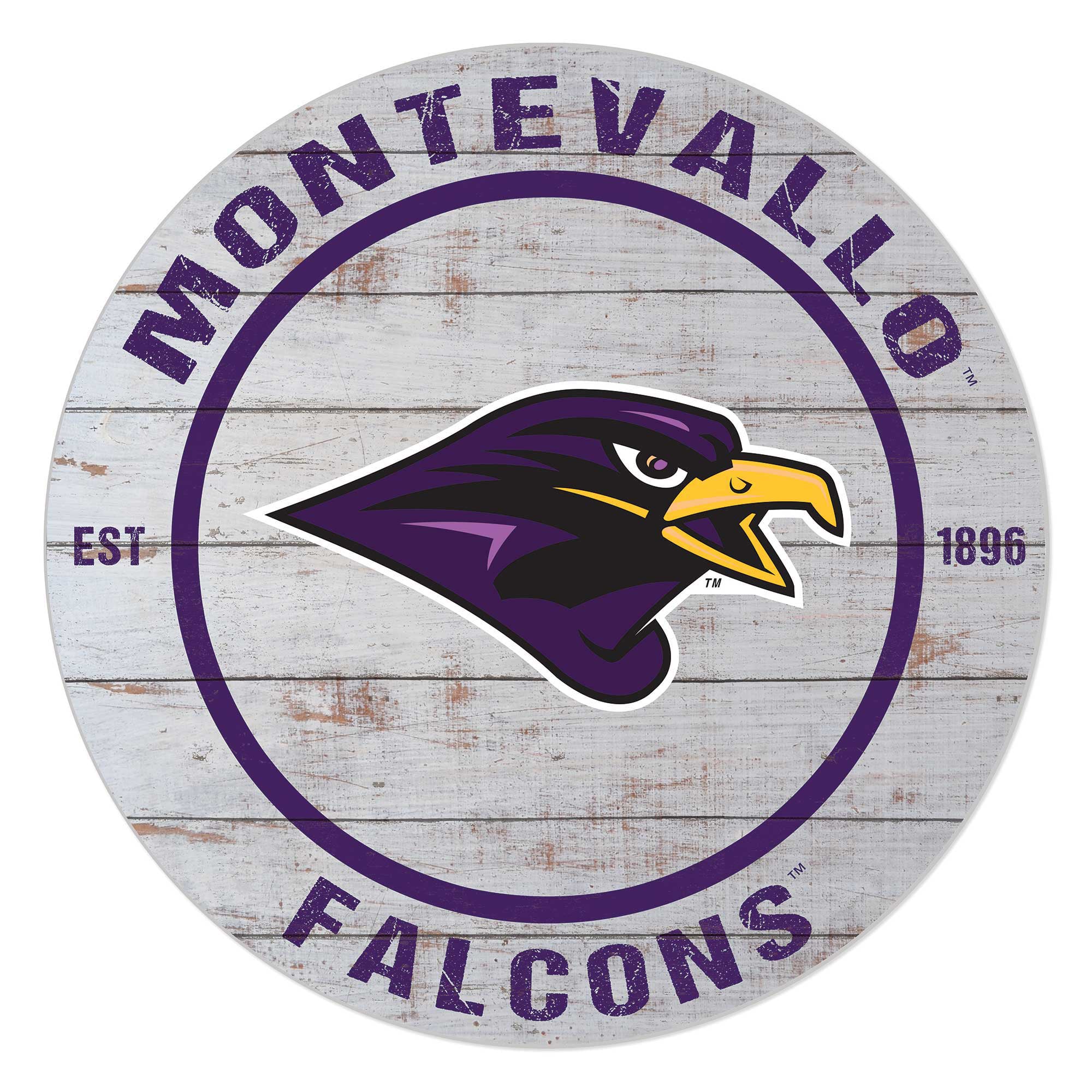 Montevallo Falcons 20'' x 20'' Indoor/Outdoor Weathered Circle Sign