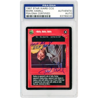 Mark Hamill Star Wars Autographed 1997 CCG #3 PSA Authenticated Card with "Help Me, Help Me!" Inscription
