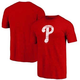 Men's Heather Red Philadelphia Phillies Official Logo Tri-Blend T-Shirt