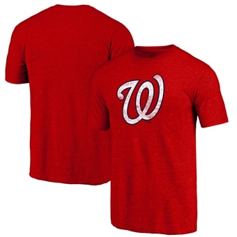 Men's Heather Red Washington Nationals Official Logo Tri-Blend T-Shirt
