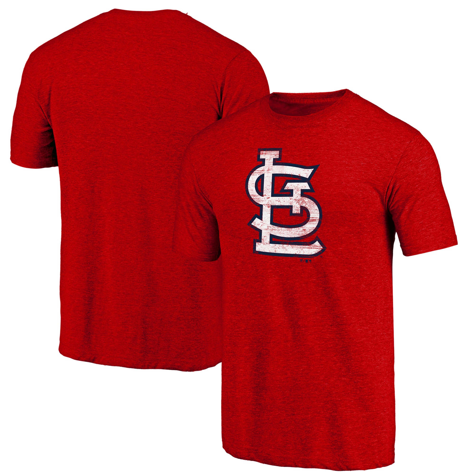 Men's Heather Red St. Louis Cardinals Official Logo Tri-Blend T-Shirt