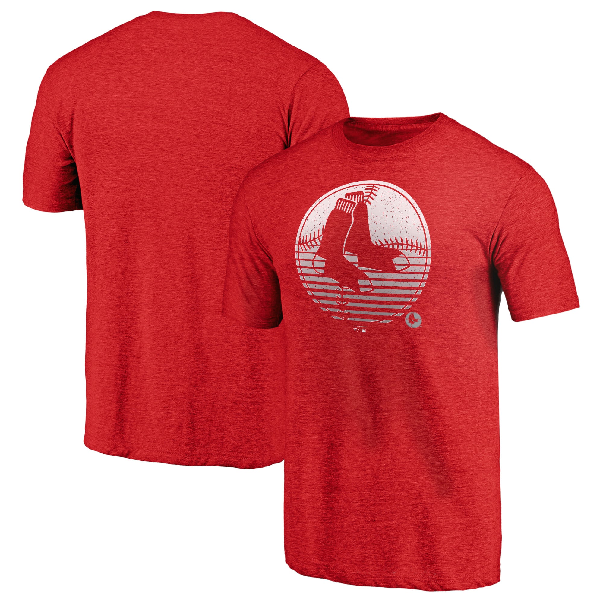 Men's Heather Red Boston Red Sox Cooperstown Collection Logo Tri-Blend T-Shirt