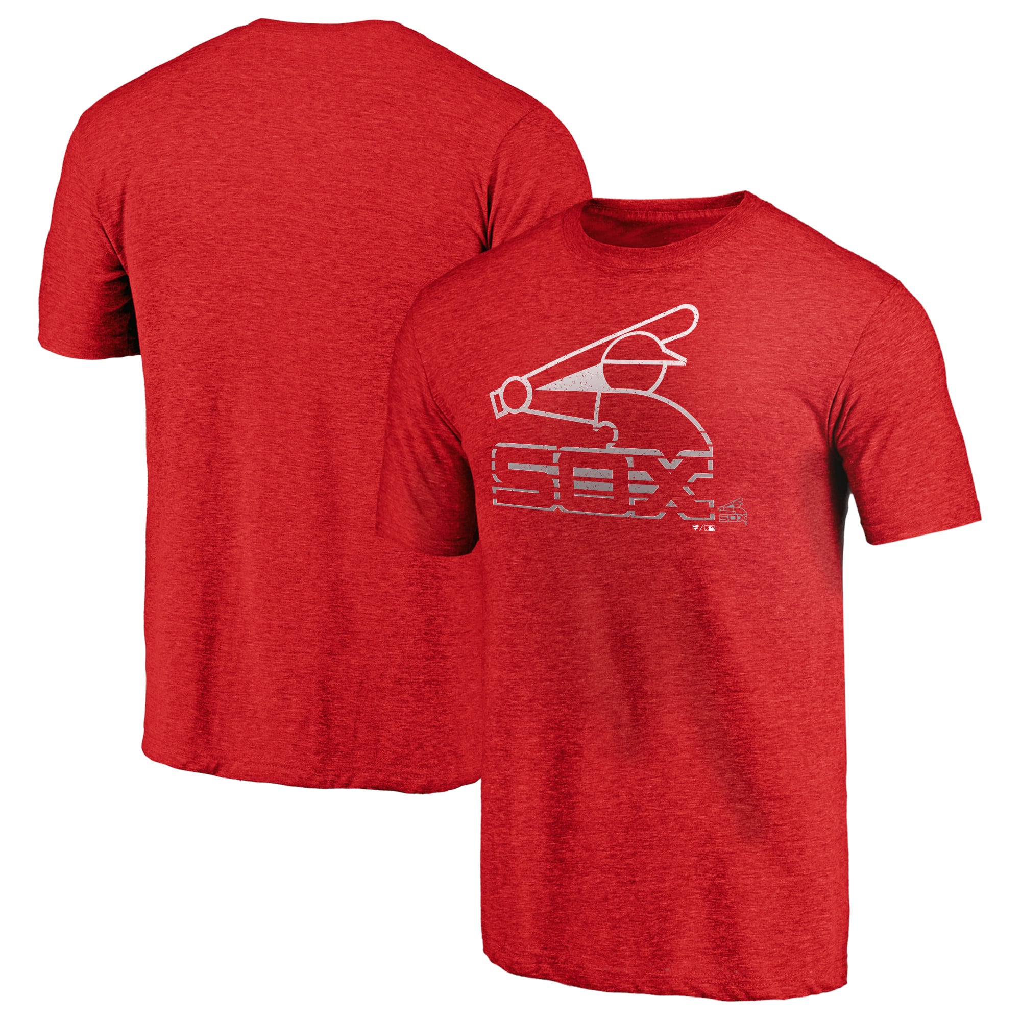 Men's Heather Red Chicago White Sox Cooperstown Collection Logo Tri-Blend T-Shirt