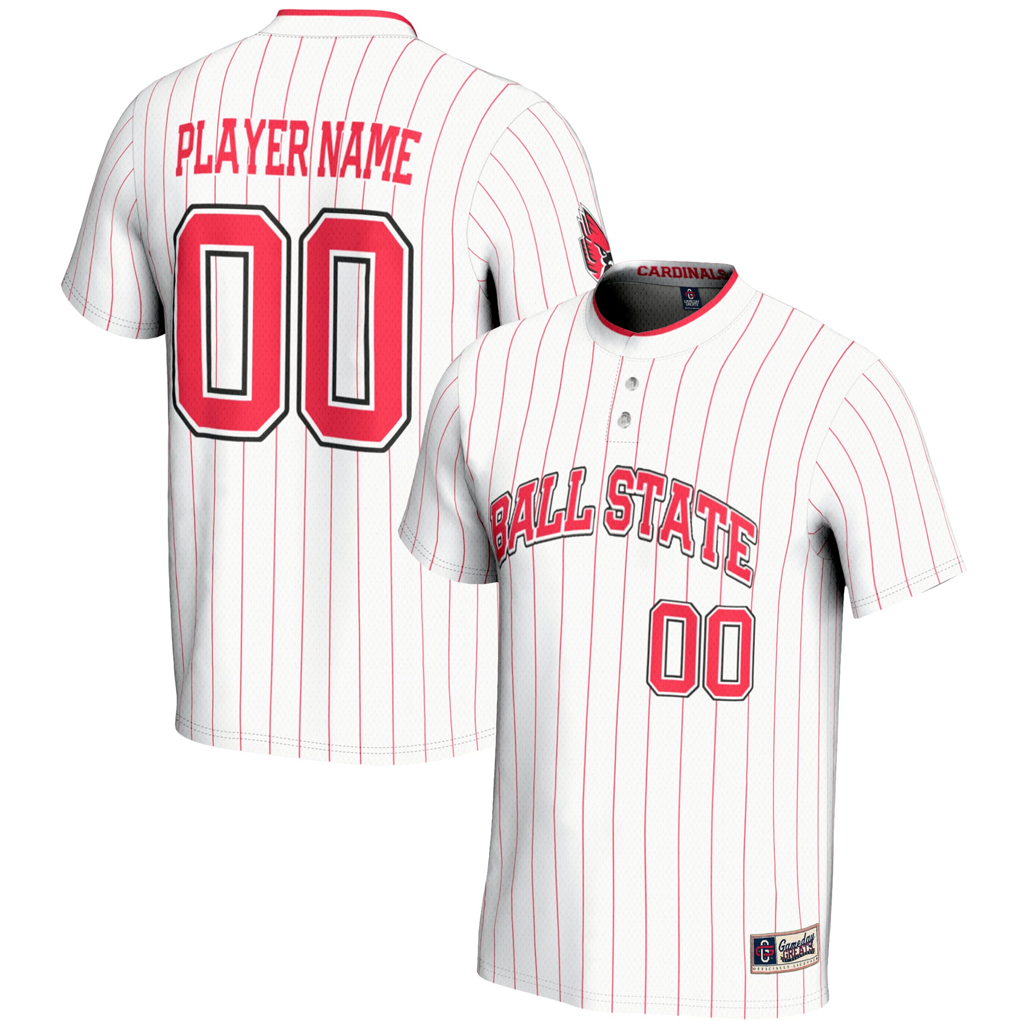 Youth GameDay Greats  White Ball State Cardinals NIL Pick-A-Player Lightweight Softball Jersey