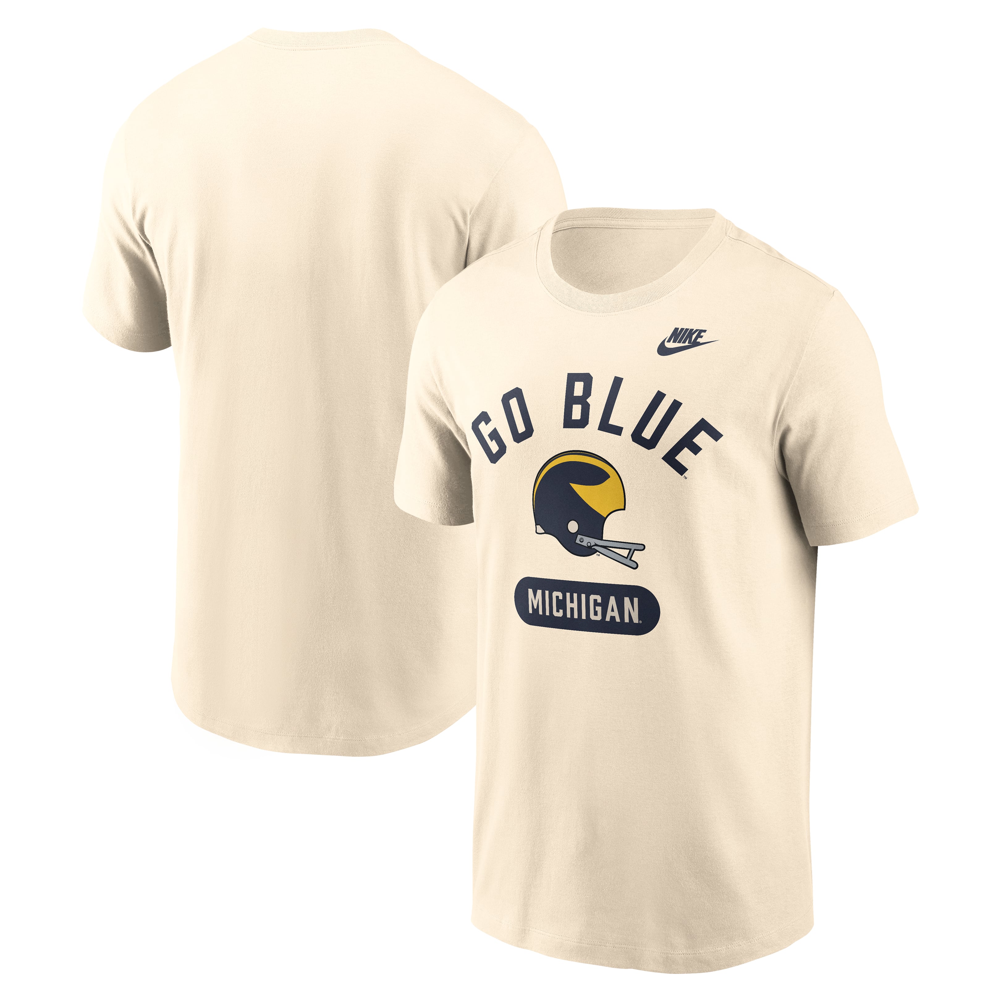 Men's Nike Natural Michigan Wolverines Legacy Arch Helmet T-Shirt