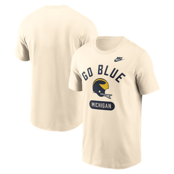 Men's Nike Natural Michigan Wolverines Legacy Arch Helmet T-Shirt