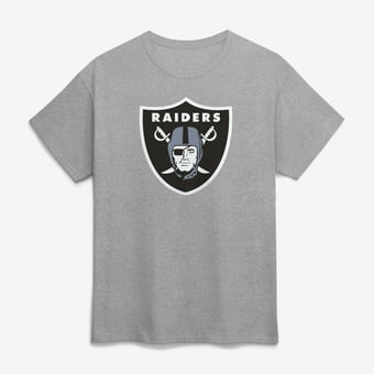 Men's Logo Athletic  Gray Las Vegas Raiders Primary Logo T-Shirt